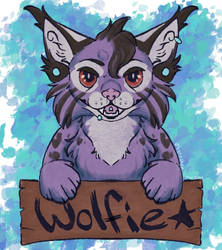 Watercolor Badge- Wolfie