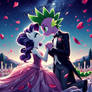 spike and rarity dancing and nuzzling