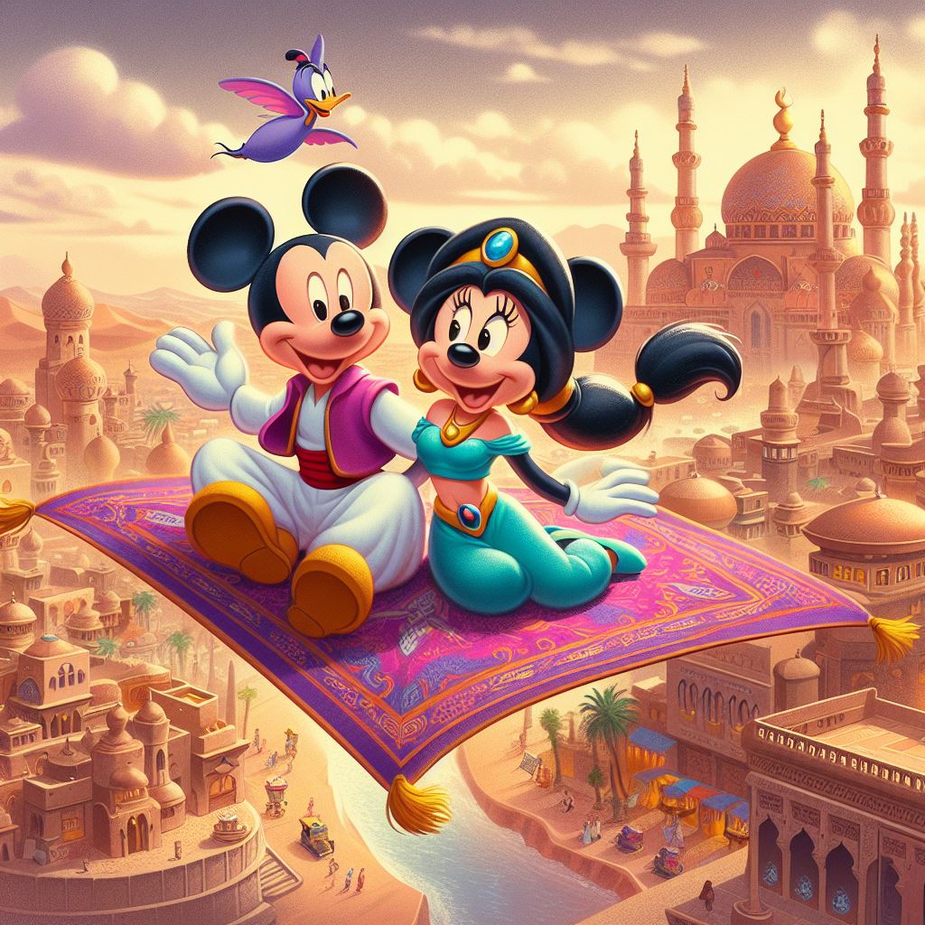 Mickey and Minnie meet Aladdin and Jasmine - Between The Pages Blog