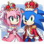 sonic and Amy dressed as a prince and princess