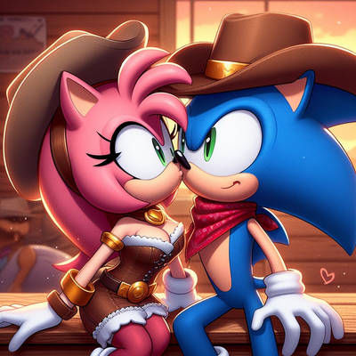 sonic and amy as a cowboy and cowgirl couple