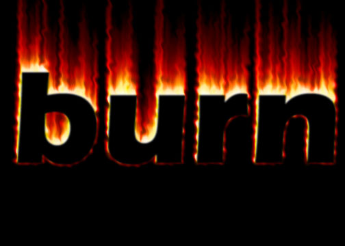 burning text