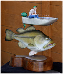 Bass with fisherman