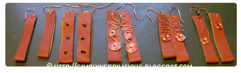 Leather and copper earrings