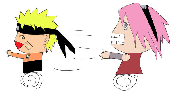 Sakura chasing Naruto by lostkingdom on DeviantArt