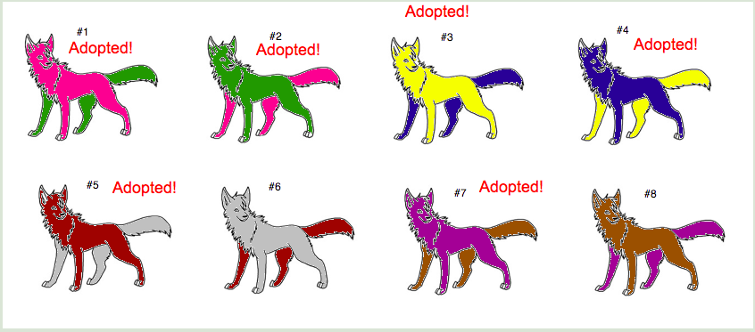 Free Wolf Adoptables Set 5: 2/8 Open!