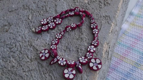 Purple White Flower Necklace 2