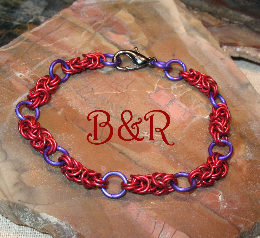 Red and Purple Chainmail Bracelet