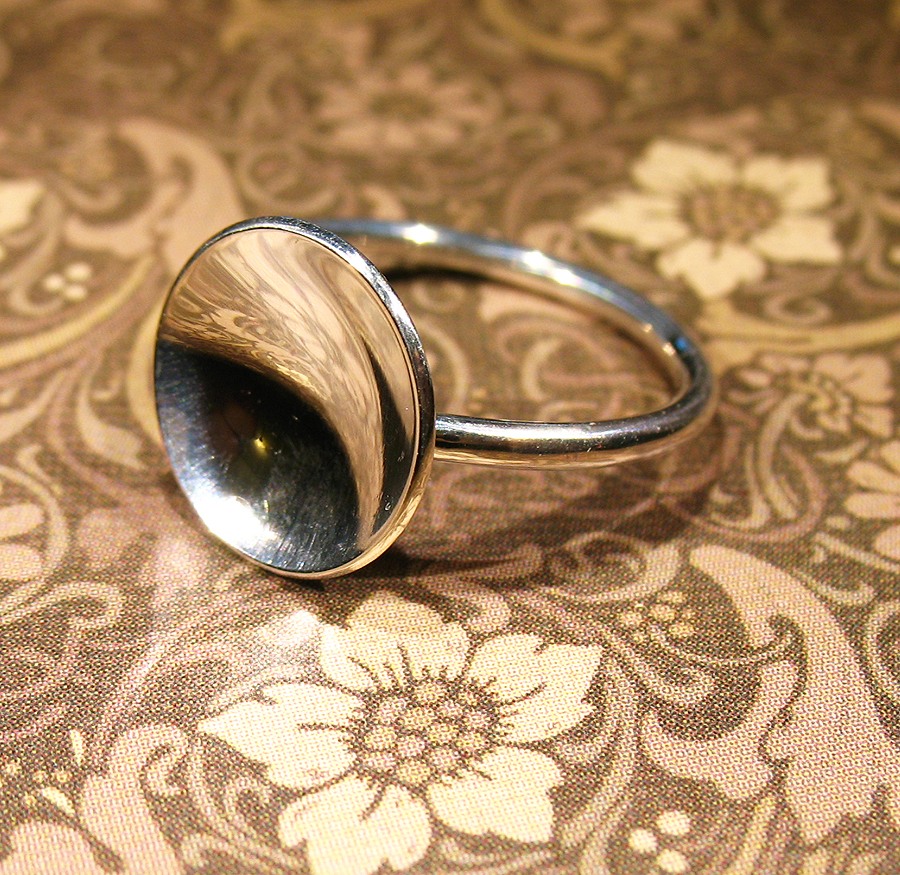 Sterling Silver Concave Disc Ring