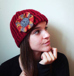 Maroon flower beanie FOR SALE