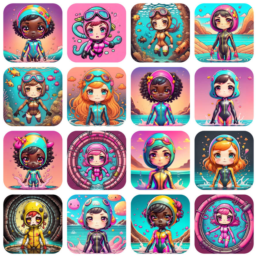 Chibi Raft Chibi scuba stickerset by harleysq on DeviantArt