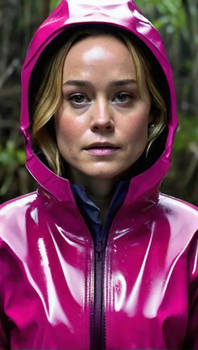 Brie Larson In Magenta Rubber Hazmat Suit Drowned 