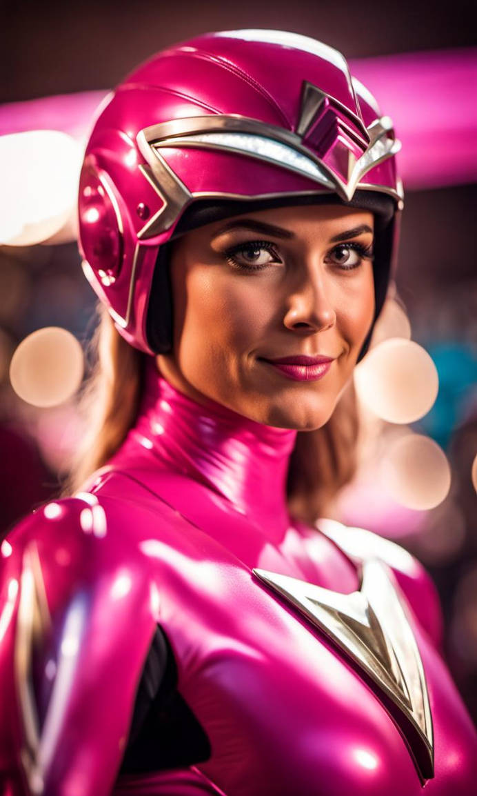 Pink Power Ranger, Shiny Latex Uniform, Victory Po by harleysq on