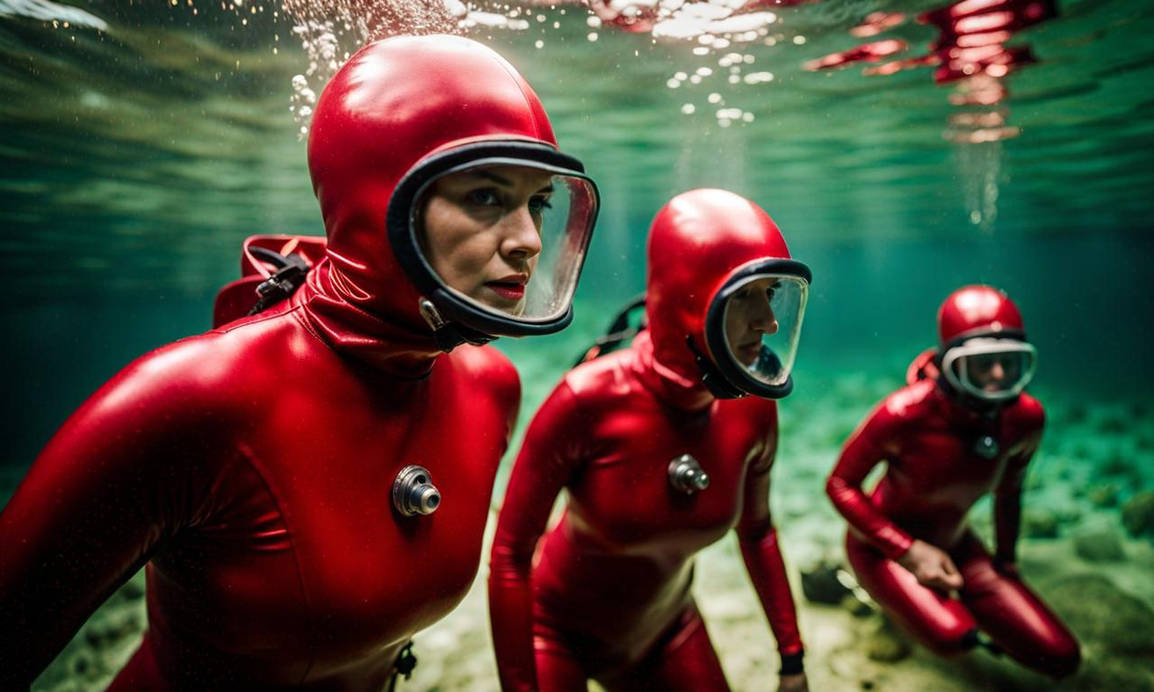 Female Divers In Skin-tight Shiny Crimson Red Vint by harleysq on ...