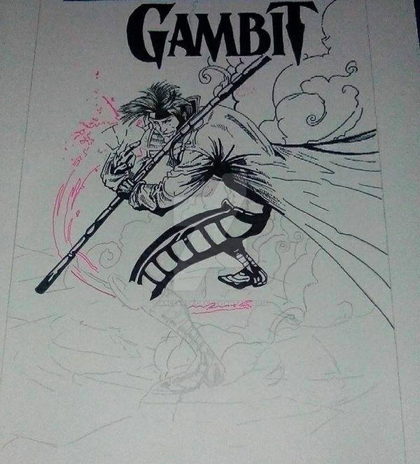 Gambit - Ink process by ArceArtwork on DeviantArt