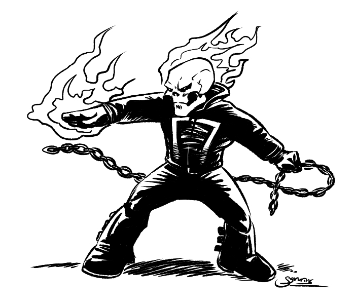 Cartoon Ghost Rider Inktober14