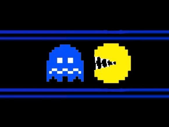 Pac Man with sharp teeth chasing ghost by DavidLight7 on DeviantArt