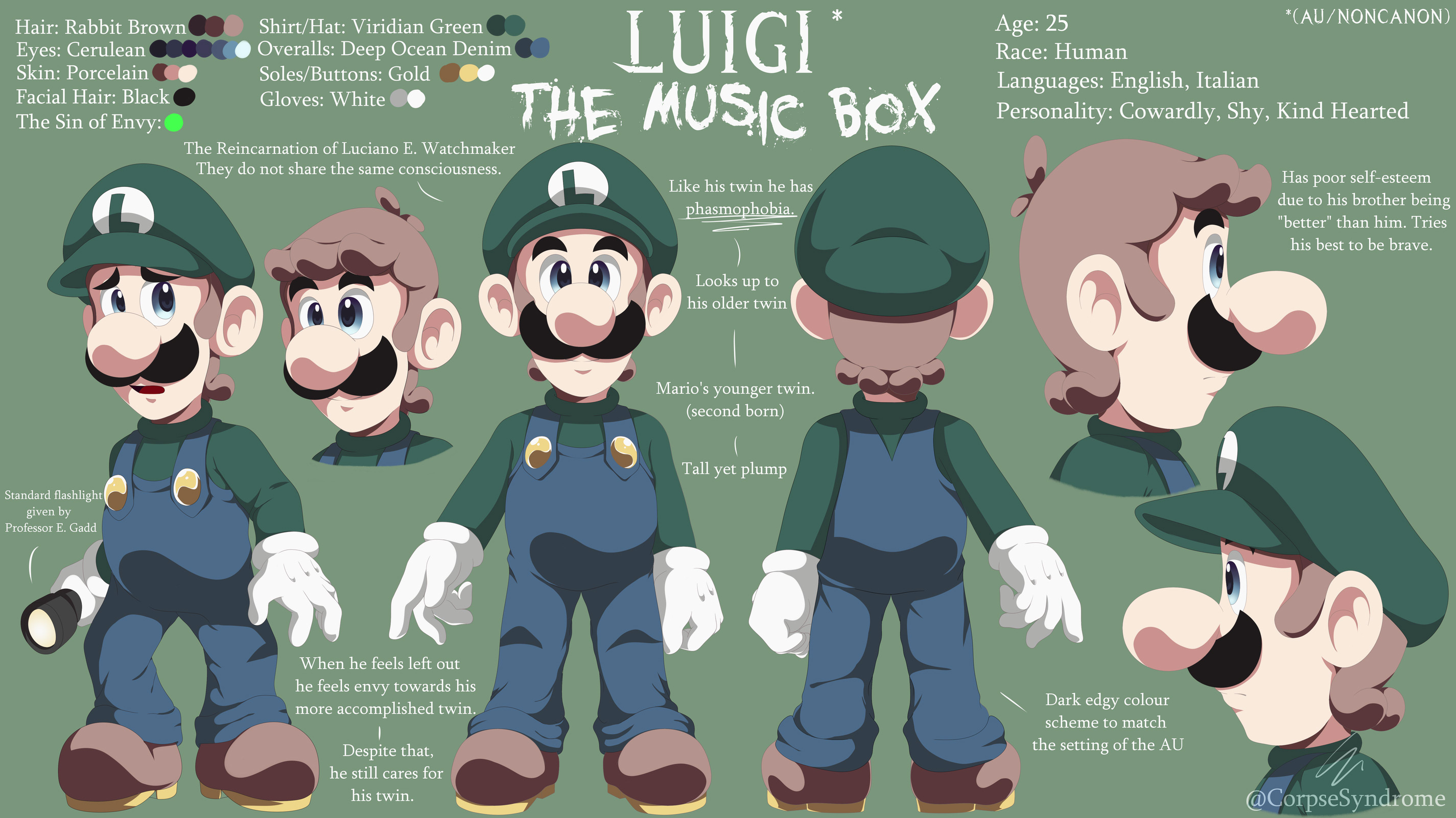 Luigi Reference Sheet by CorpseSyndrome on DeviantArt
