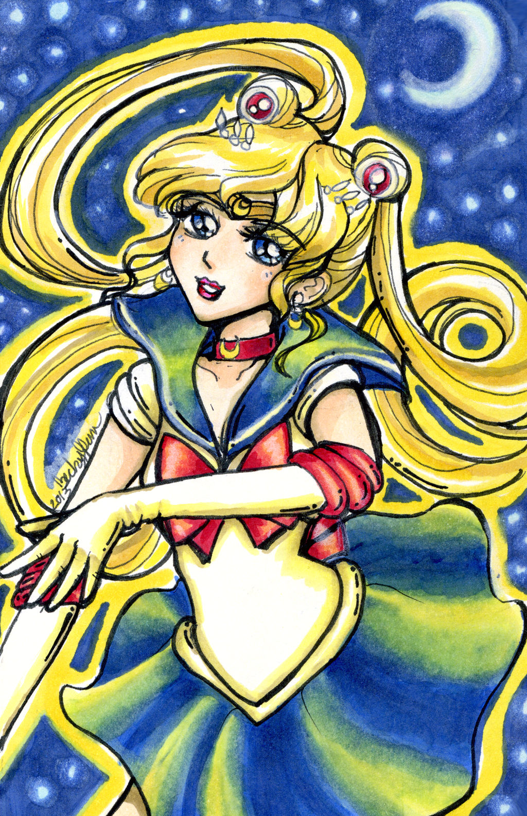 Sailor Moon Copic Moleskine Drawing