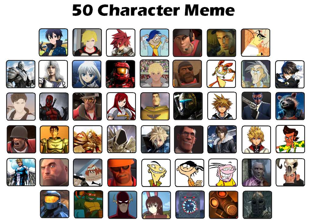 Memes characters. Favorite characters meme. Мои персонажи meme. 100 Character meme шаблон. 50 Character list.