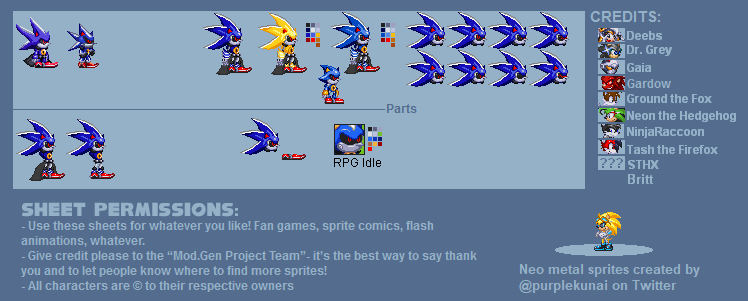 Neo Metal Sonic Spritesheet by CjThHegehog on DeviantArt