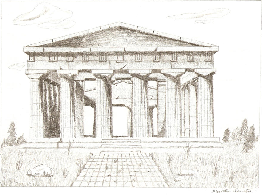 Greek Temple Drawing By Mferraton On Deviantart