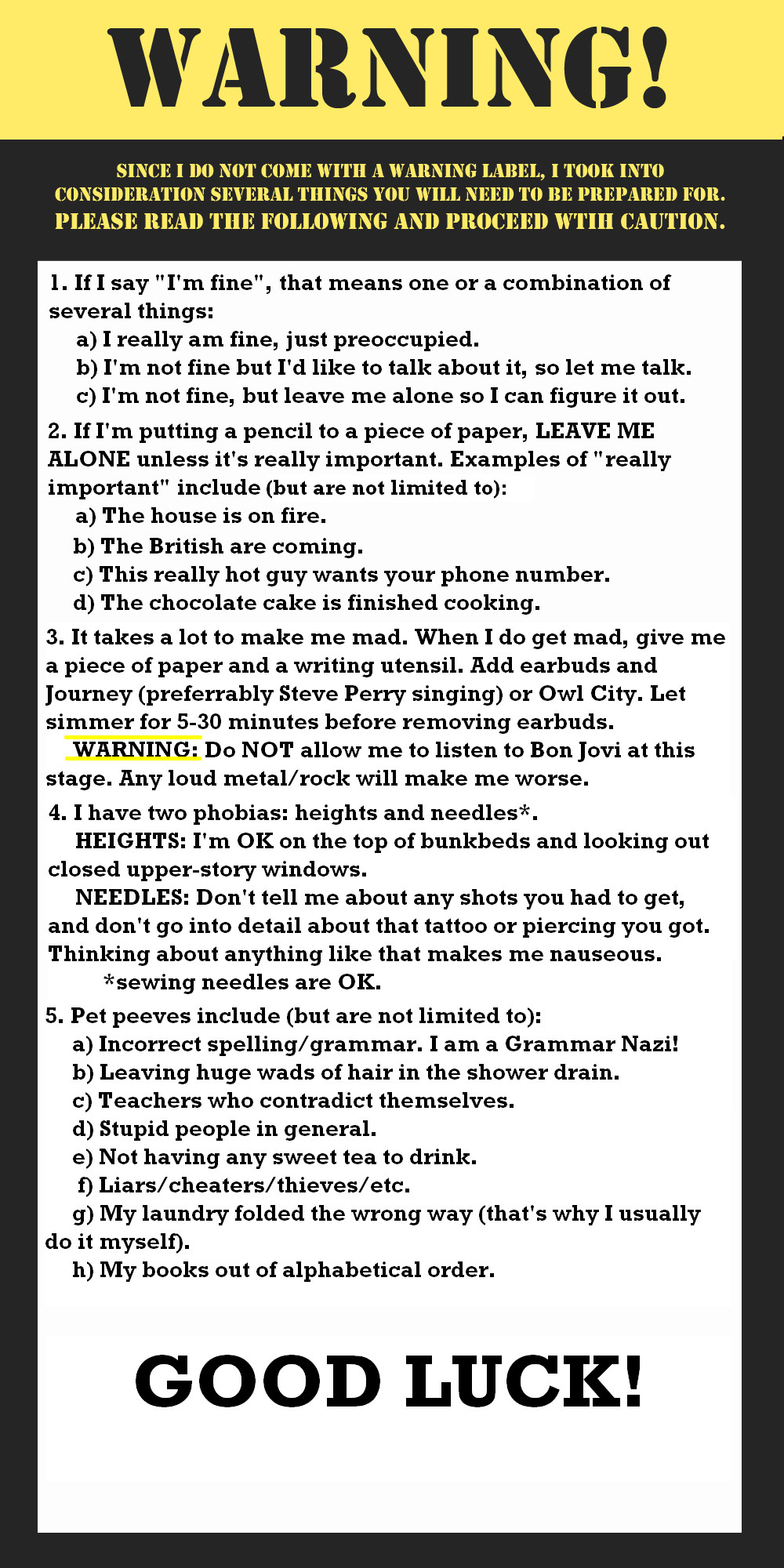 Personal Warning Label Meme by BloodMoonEquinox on DeviantArt
