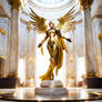 a solid gold statue of Mercy from Overwatch 1