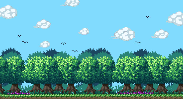 Pixel Art of a Forest