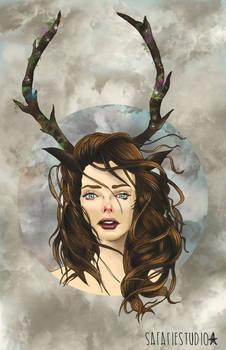 Clouds + horns + woman