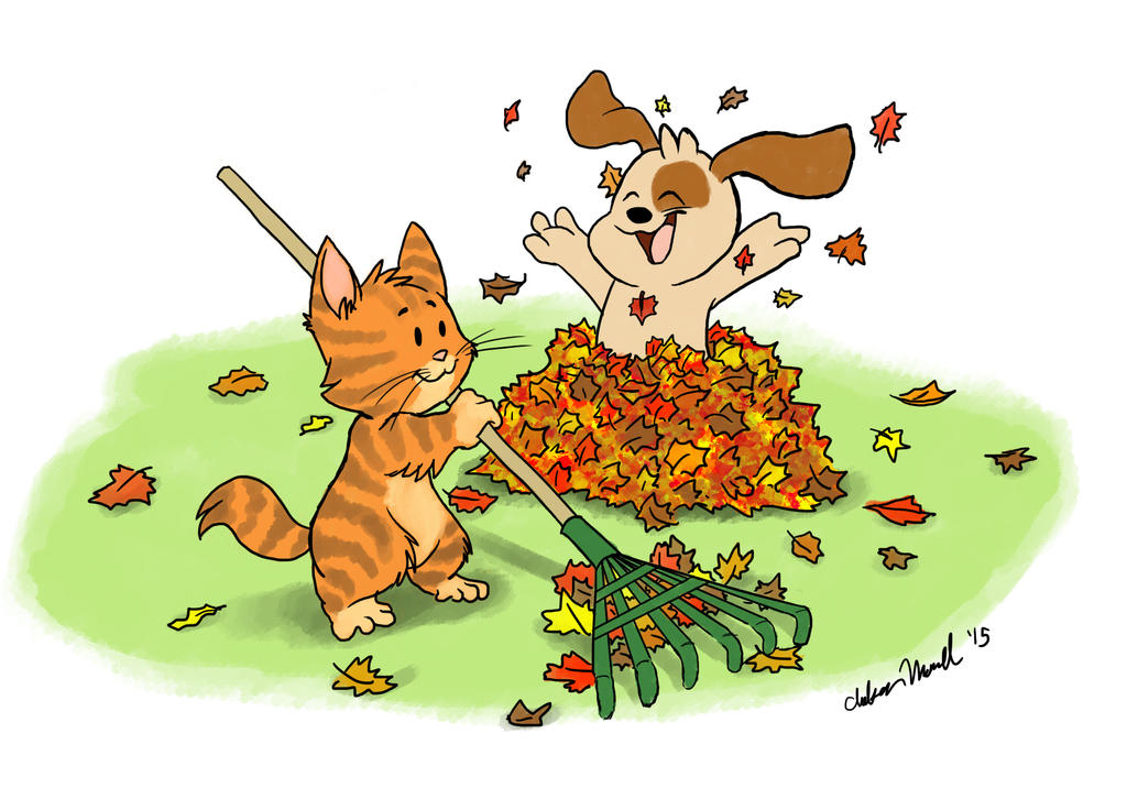 Cat Raking Gif Dog And Cat Raking Leaves by ChelsMerrell on DeviantArt