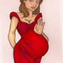 Pregnant Escort: Red Dress