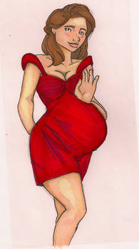 Pregnant Escort: Red Dress