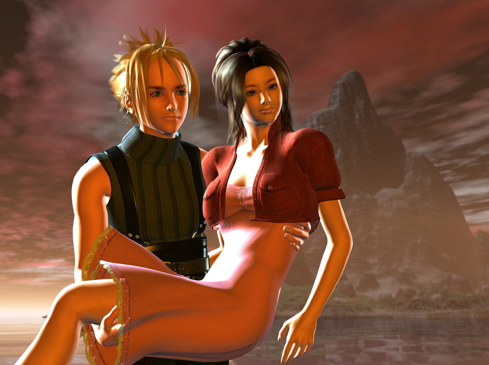 Sunset, Cloud and Aerith