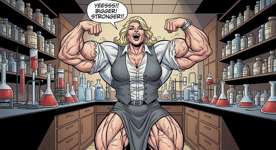 Buff Scientist Female Scientist Muscle Growth - A Dream Come True by orange1984blue on ...