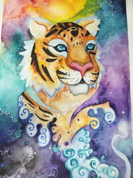 Galaxy Tiger Watercolor Original 