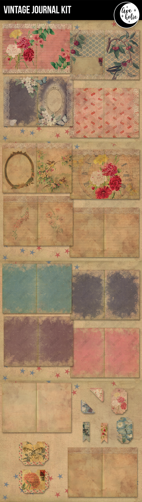Vintage floral digital journal kit by AveholicD on DeviantArt