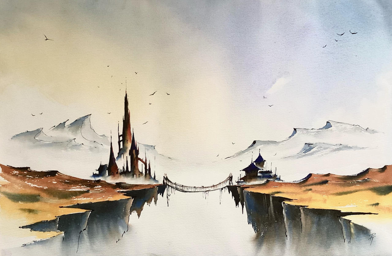Watercolor And Ink Fantasy Landscape By Wearefamilyart On DeviantArt watercolor-and-ink-fantasy-landscape-by-wearefamilyart-on-deviantart