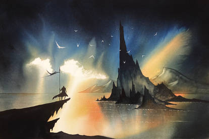 Watercolor fantasy landscape