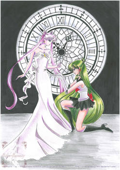 Sailor Pluto with Queen Serenity