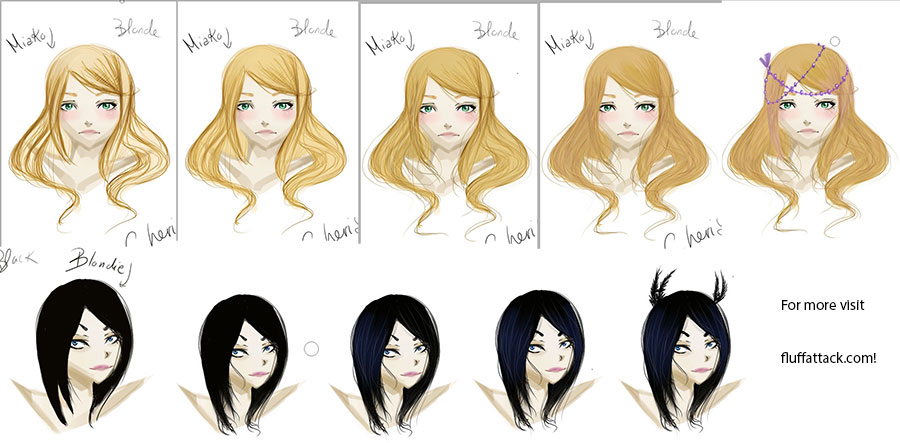 How I color black and blond hair digitally by Sandora-desu on DeviantArt