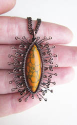 Necklace with orange Howlite