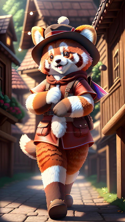 Cute anthropomorphic red panda with a hat by VeesyrsFantasy-AI on ...