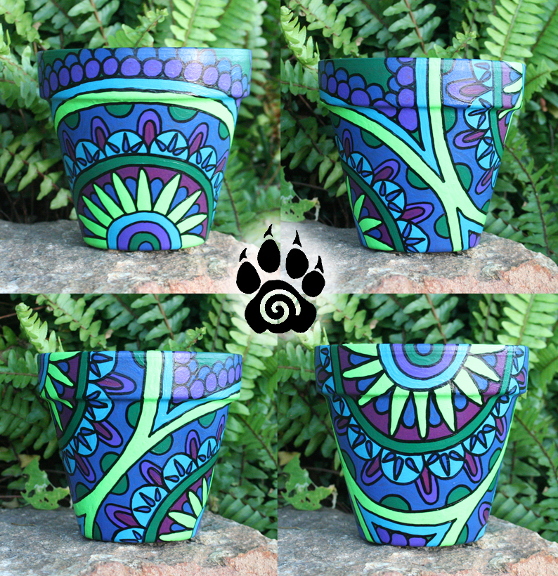 Mandala Painted Terracotta Pot 2