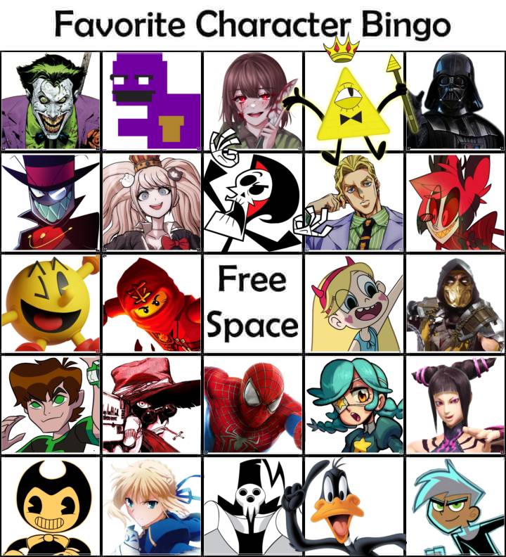 Favorite Character Bingo by 3nriqu on DeviantArt Favorite Character Bingo by 3nriqu on DeviantArt