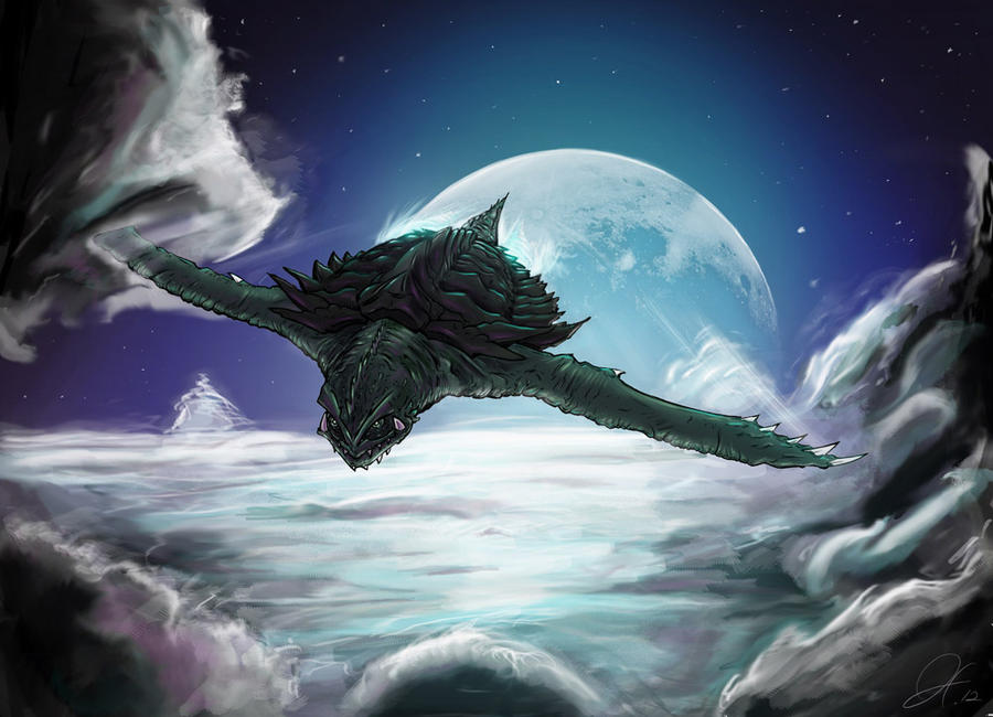 Gamera in the moonlight