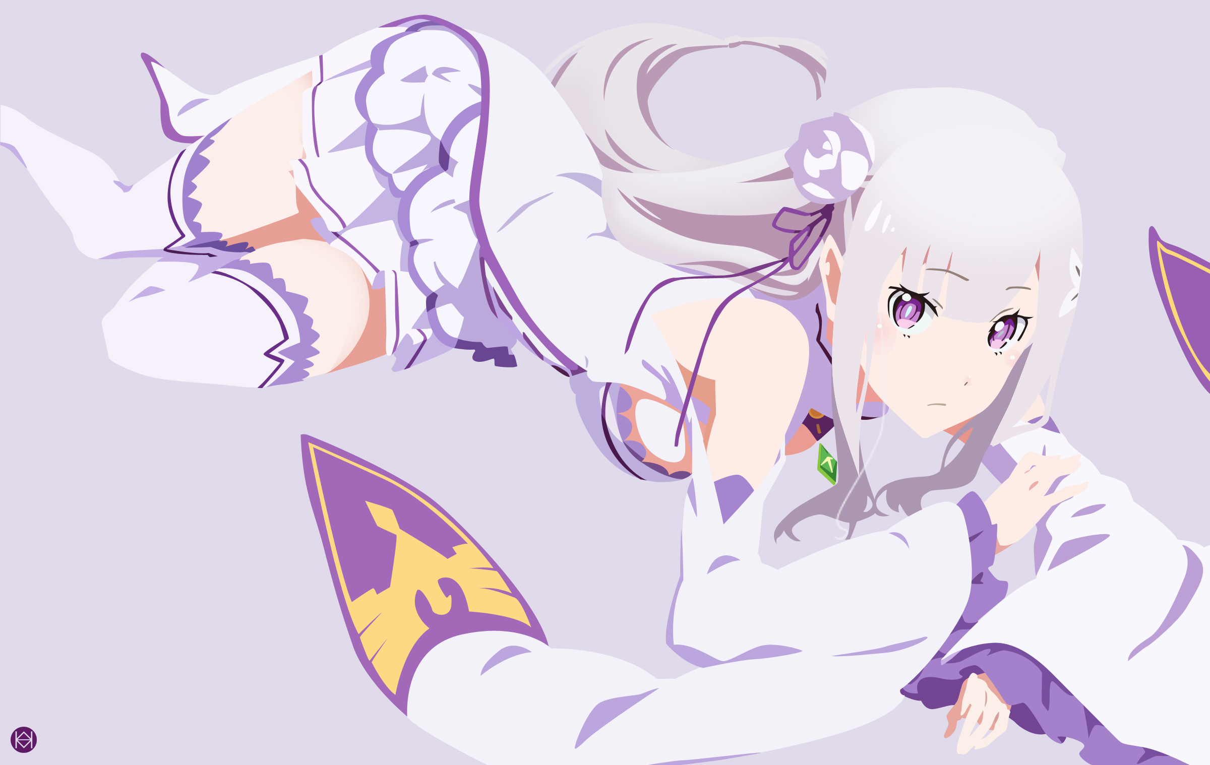 Emilia (Re:zero) Vector Wallpaper