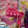 Crochet Magenta Pink Bracelet with Beads, $28