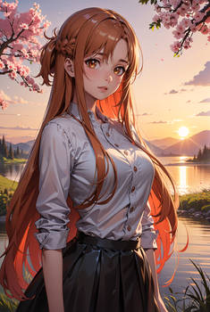 Asuna yuuki portrait sunset