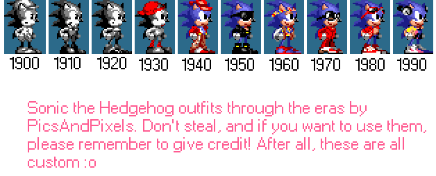 Sonic the Hedghehog Outfits through the Eras